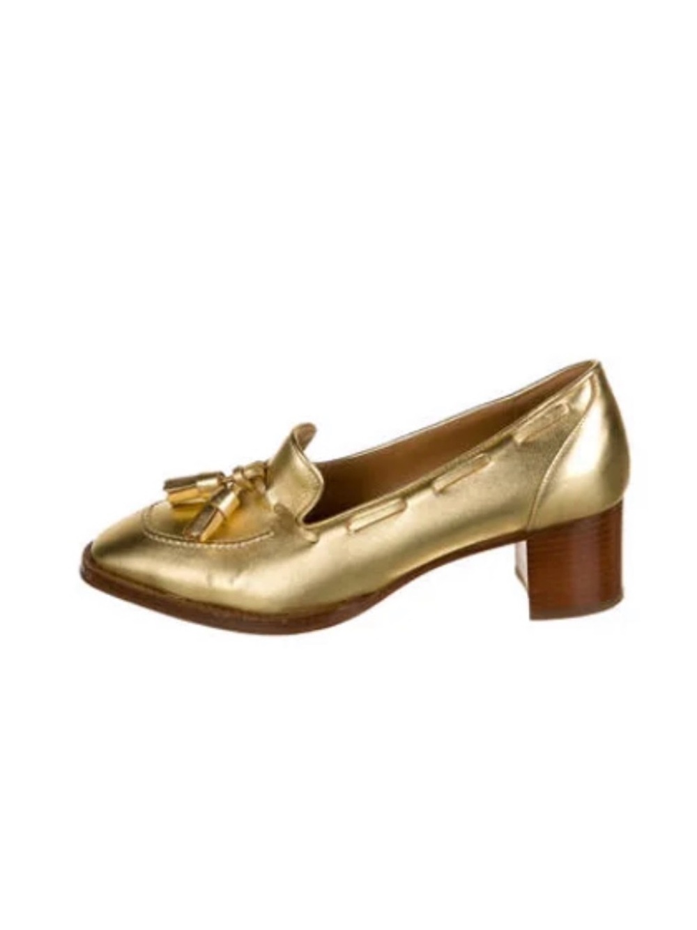 Ralph Lauren Purple Label Metallic Gold Tassel Moccasin Heel